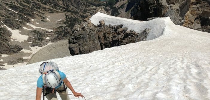 Determining Aerobic Threshold Using Breath Monitoring Eva climbing the final section of the complete East Ridge of the Grand Teton. Credit: Steve House