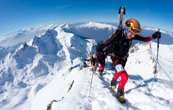 Uphill Athlete 16 Week Advanced SkiMo Training Plan with Bonus Mid Season Example Weeks Es Tresidder on the final ascent of the Grand Mont, 2700m, in the 4-day Pierra Menta Ski Mountaineering race, Beaufortain, France. March 2010. Photo by John Norris.