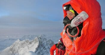Training, Oxygen Systems, Hypoxic Tents. Success Factors for Climbing Everest and 8,000-Meter Peaks Summit Ridge of Everest with a 2016-model OnTop Oxygen Mask. Bill Allen Photo
